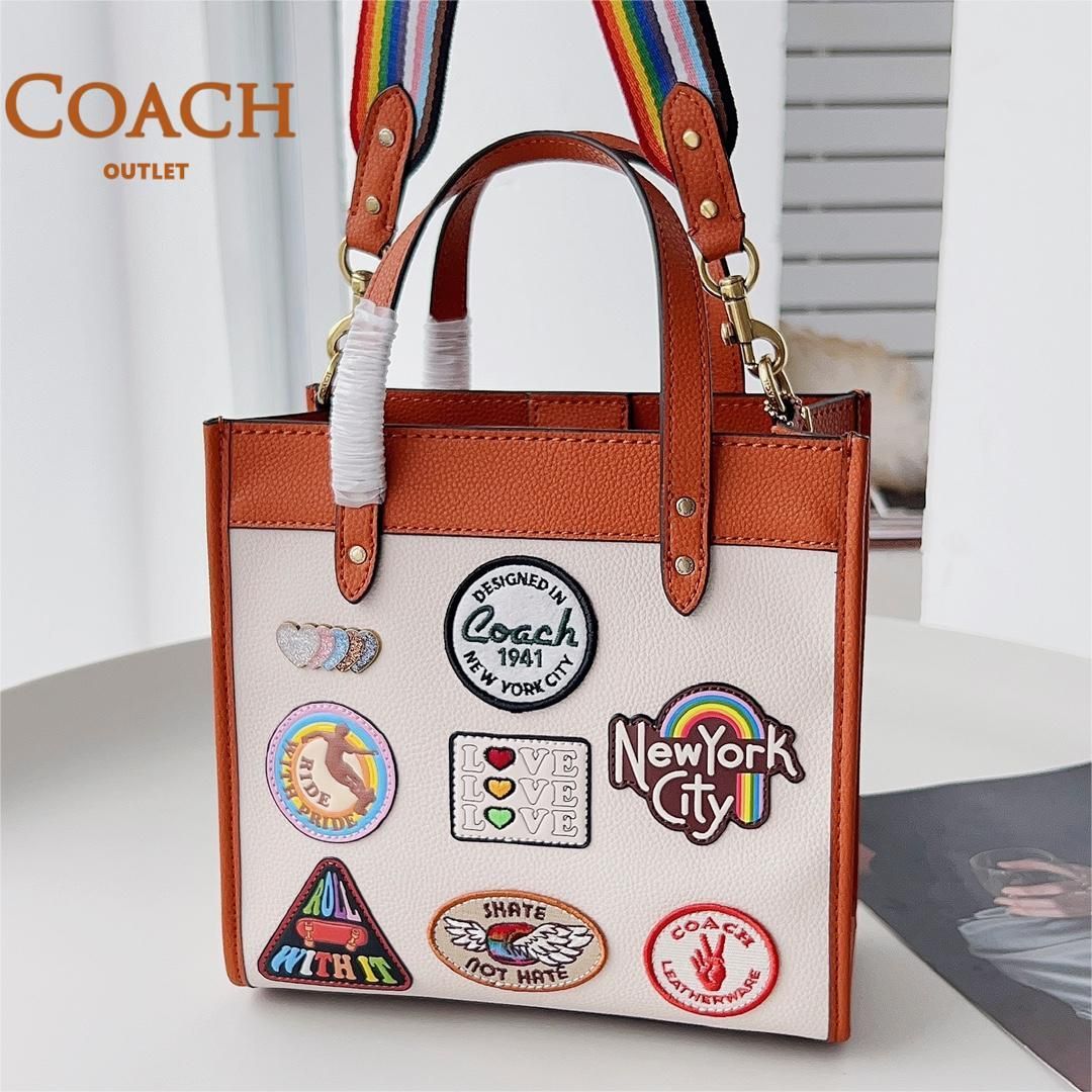 COACH　CA138　レディースバッグ デンプシー トート 22 シグネチャー キャンバス パッチ　虹　アウトレット品　ハンドバッグ　2WAY  ショルダーバッグ