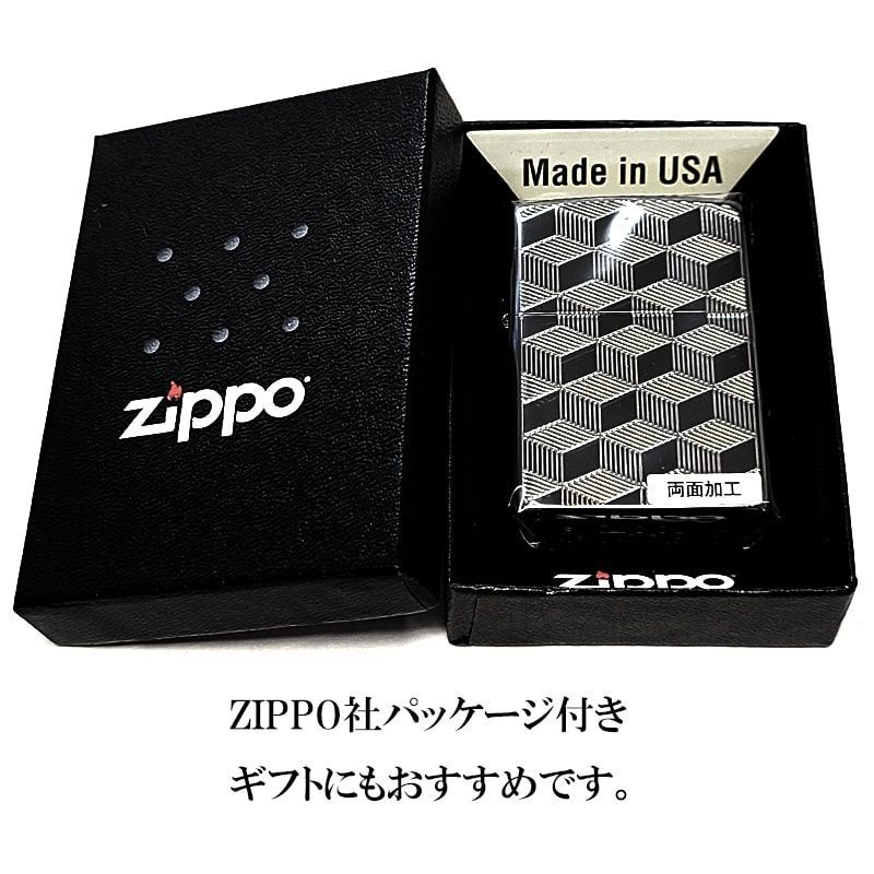ZIPPO ライター キューブ ジッポ かっこいい シルバー 両面加工 おしゃれ 彫刻 ブラックニッケル 銀 メンズ ギフト プレゼント WWW_KANDAIZUMI_COM