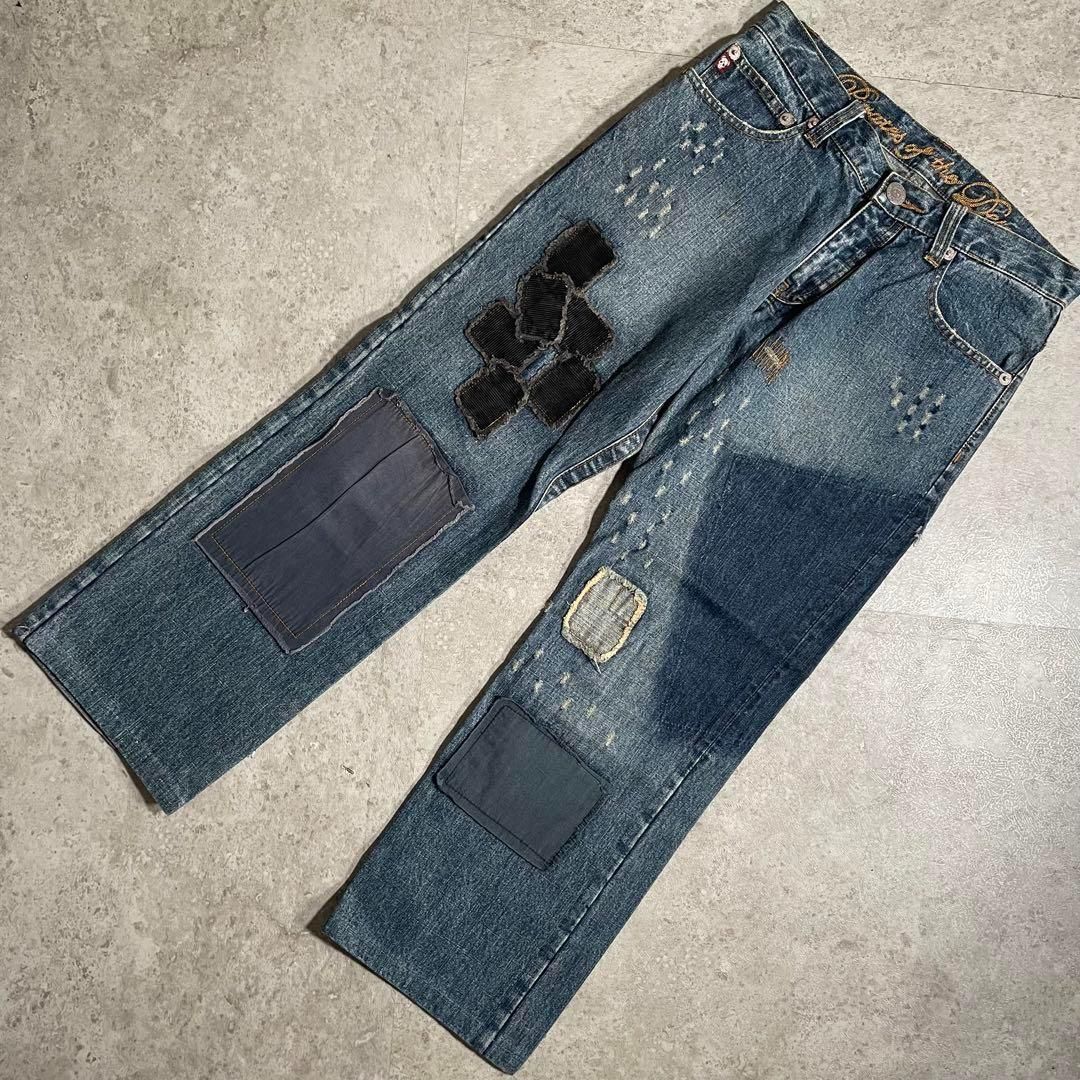00s y2k archive グランジ GUCCI デニム ジーンズ パンツ 90-00s Y2K グランジ パンク 刺繍 フレアデニム - メルカリ