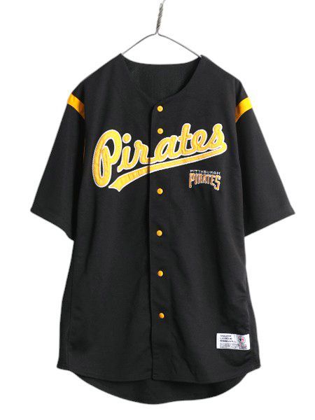 なクーポン配布中! パイレーツ ベースボール シャツ メンズ L | MLB オフィシャル ダイナスティ 大リーグ ユニフォーム ゲームシャツ 半袖シャツ ジャージ 黒