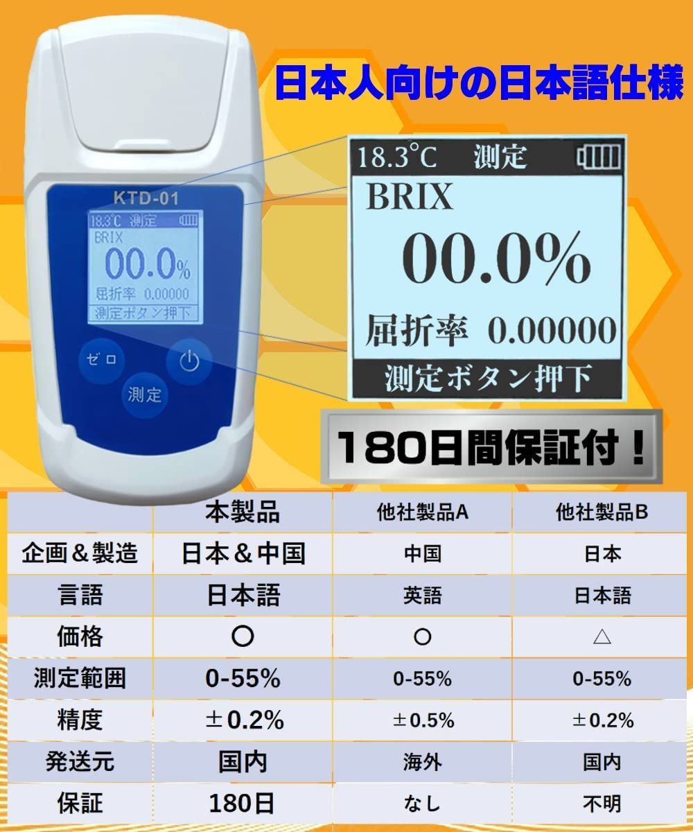 糖度計デジタル 果物 精度±0.2% Brix0-35% 糖度計 糖度測定器 温度自動