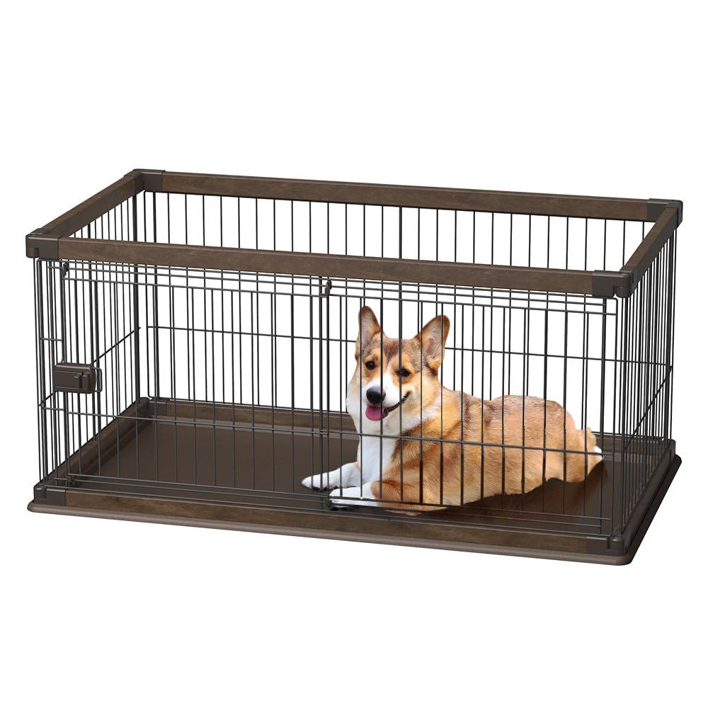 アイリスオーヤマ 犬 サークル ウッディサークル ロータイプ ウォールナット 中型犬用 P295973F IRIS OHYAMA