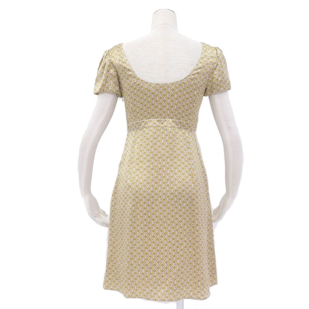 超 BURBERRY バーバリー シルク ワンピース 総柄 38 イタリア製 レディース 249184