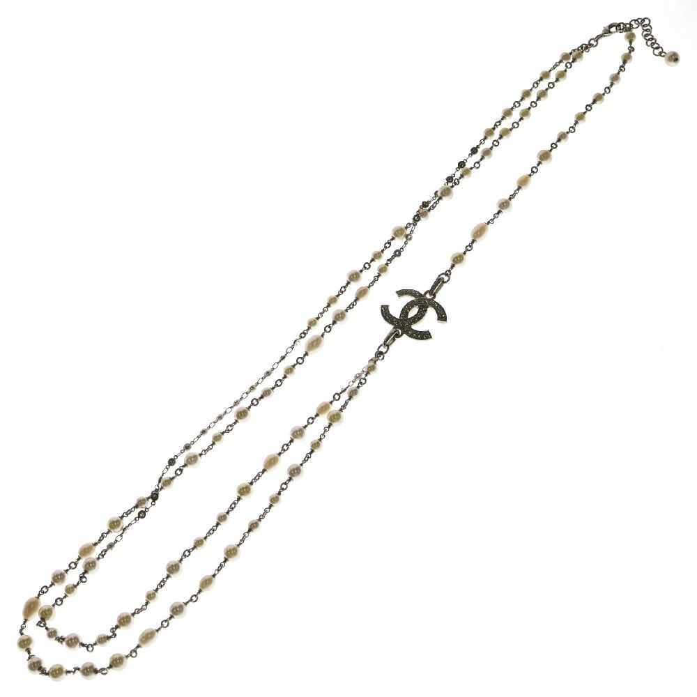 CHANEL (シャネル) 20SS ココマーク ラインストーン パール 2連 ロング  