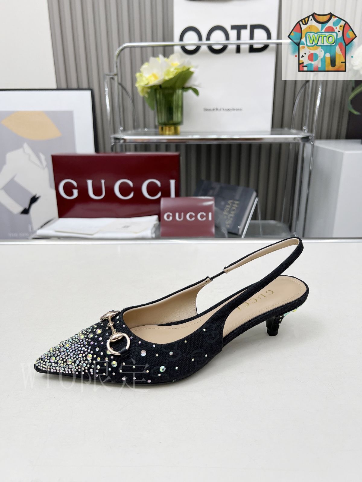 ✴極美品✴GUCCI ヒール Gucci 水鑽ハイヒールシューズ01-2 - メルカリ