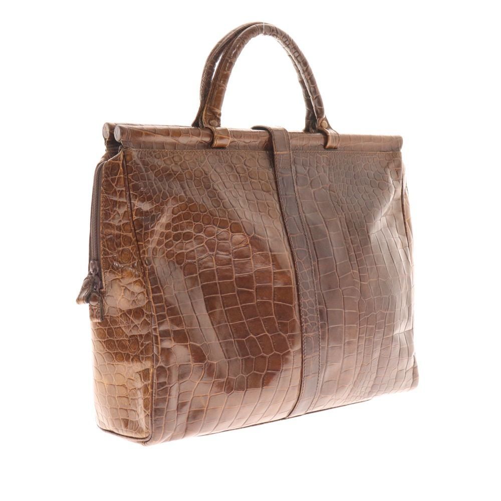 【美品】LOEWE エンリケロエベナッペ クロコ型押し ダレスバッグ ビジネス □ エンリケロエベナッペ ビジネスバッグ レザーバッグ クロコ型押し