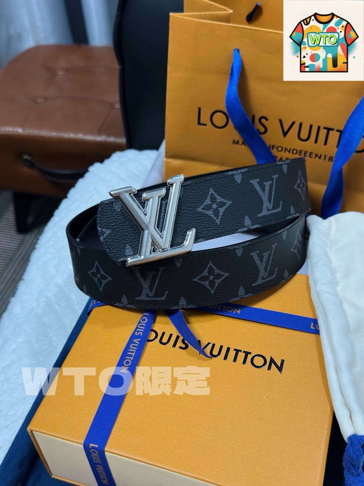 今日特価】Louis Vuitton モノグラムブラックベルト M8846-2