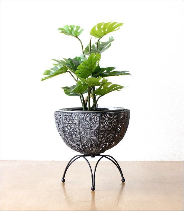 スタンドプランター鉢カバー レトロ調アイアン 小鳥 おしゃれな