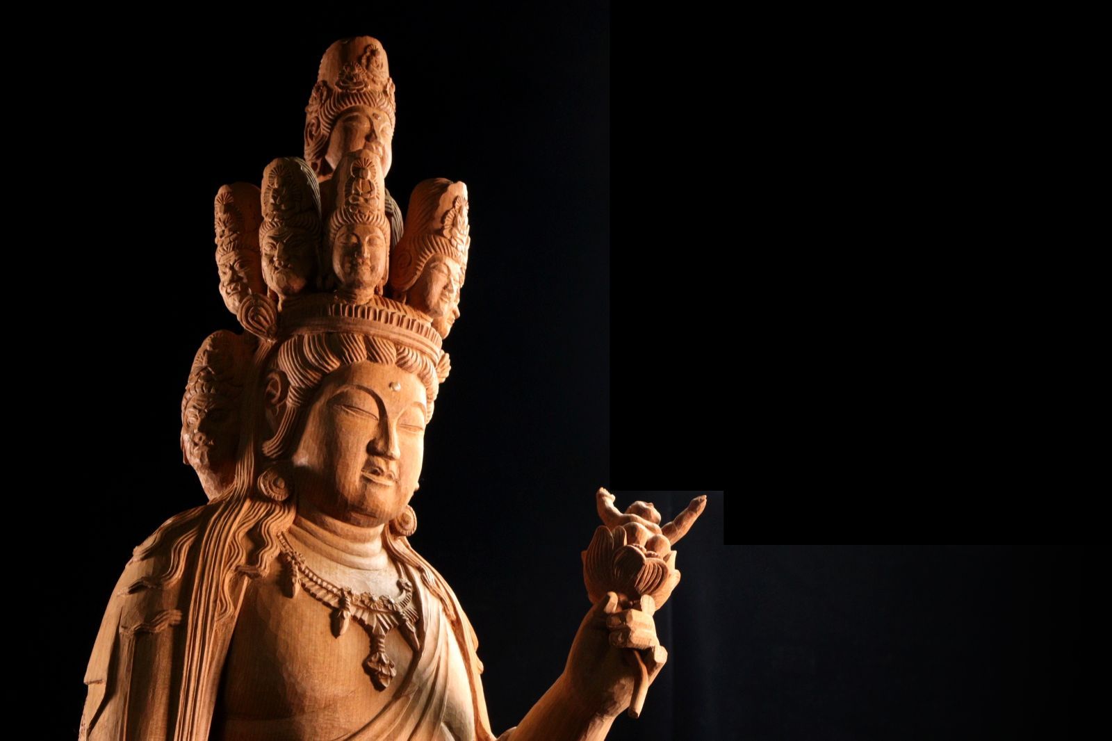 仏教美術 木彫 十一面観音立像 特大78cm 仏像 唐物 骨董 古美術