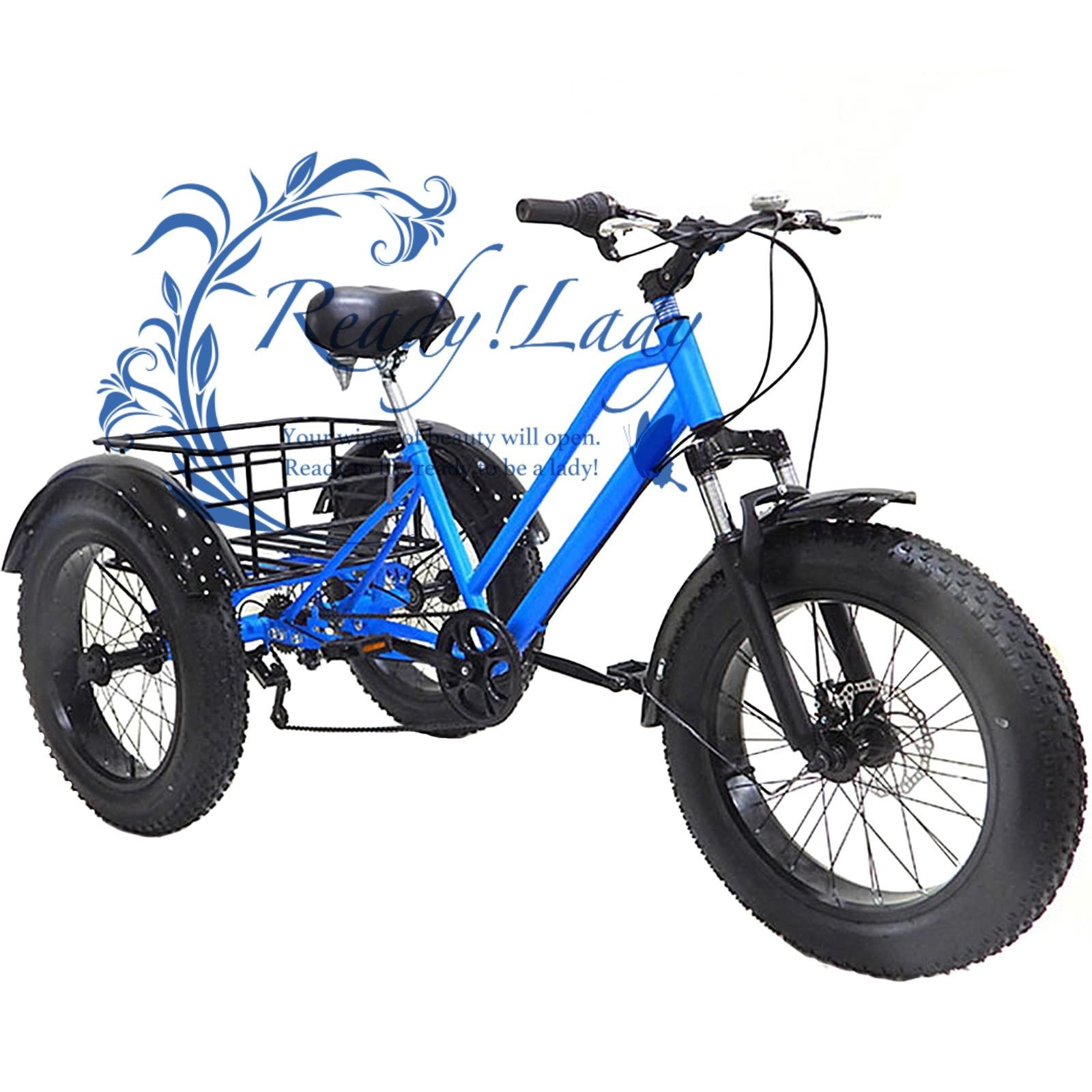 大人の三輪車自転車 バスケット付き ショッピング用の7スピードアダルトトライク ファットバイクスノートライク 設置ツール 大人用の快適な三輪車 積載容量150kg