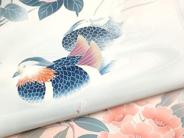 平和屋着物▽染色作家 安達華生 訪問着 鴛鴦草花文 暈し染め