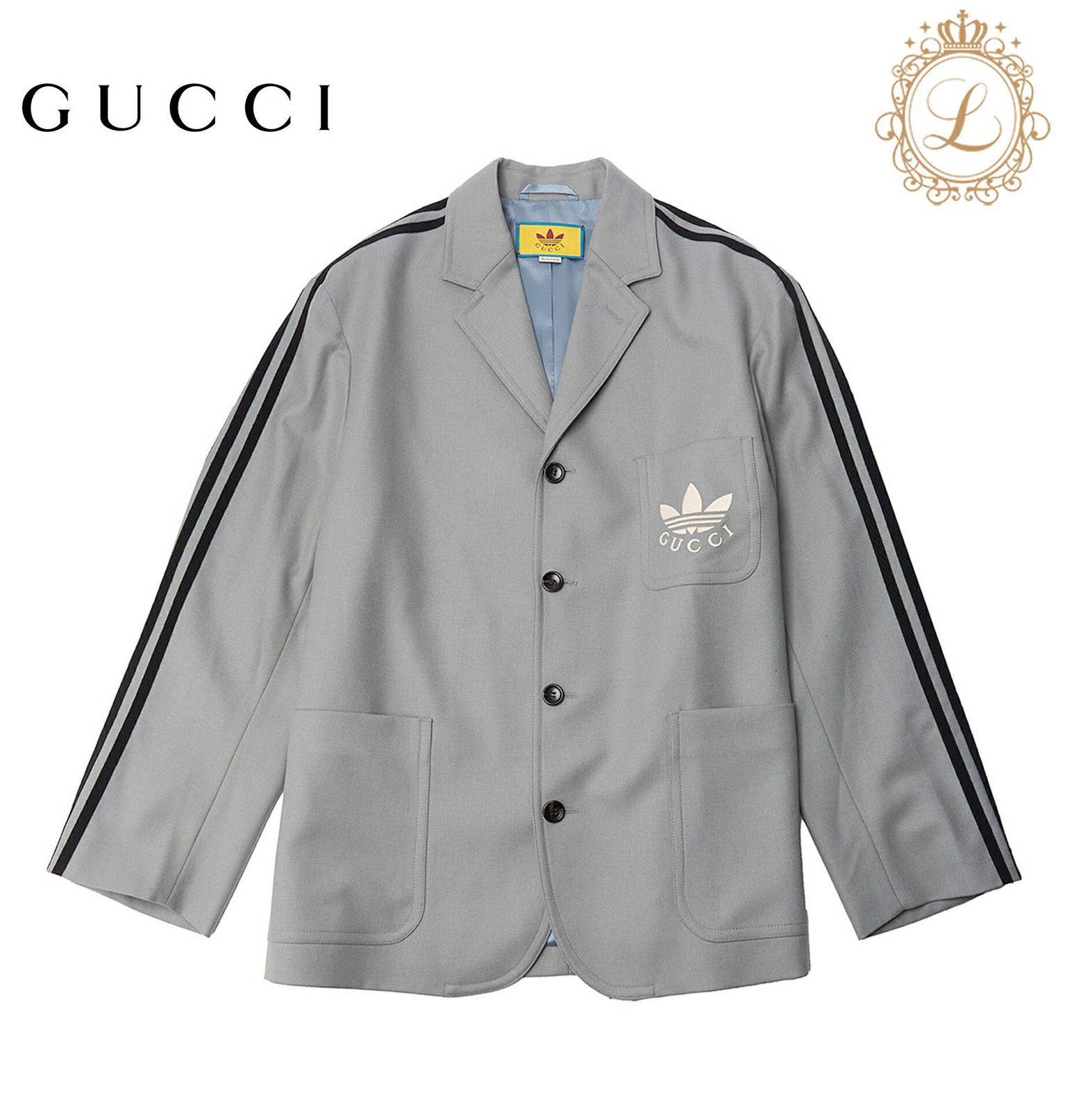 返品可】GUCCI グッチ 23SS アディダス コラボ ロゴマーク テーラード 