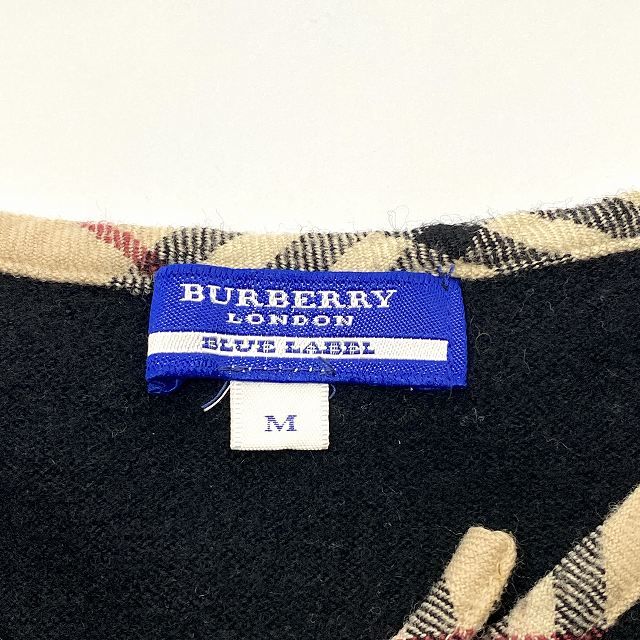 バーバリーブルーレーベル BURBERRY BLUE LABEL ニット セーター ノバチェック ウール100% 黒 ブラック M