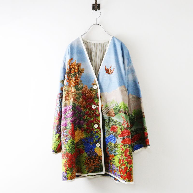 2025SS ロイスクレヨン Lois CRAYON ピクセル ロングコート M｜ブルー トップス 羽織り アウター 2400014643978