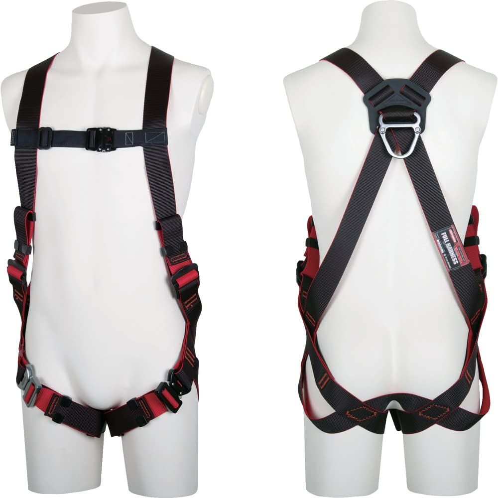 着脱が容易なワンタッチバックル 日本製 V型腿ベルト TH-508-OT-BKR-M 高所作業 Mサイズ 赤 墜落制止用器具 黒 レッド フルハーネス ブラック 安全帯 フルハーネス本体のみ レヴォハーネス ツヨロン フルハーネス型 新規格 TSUYOR