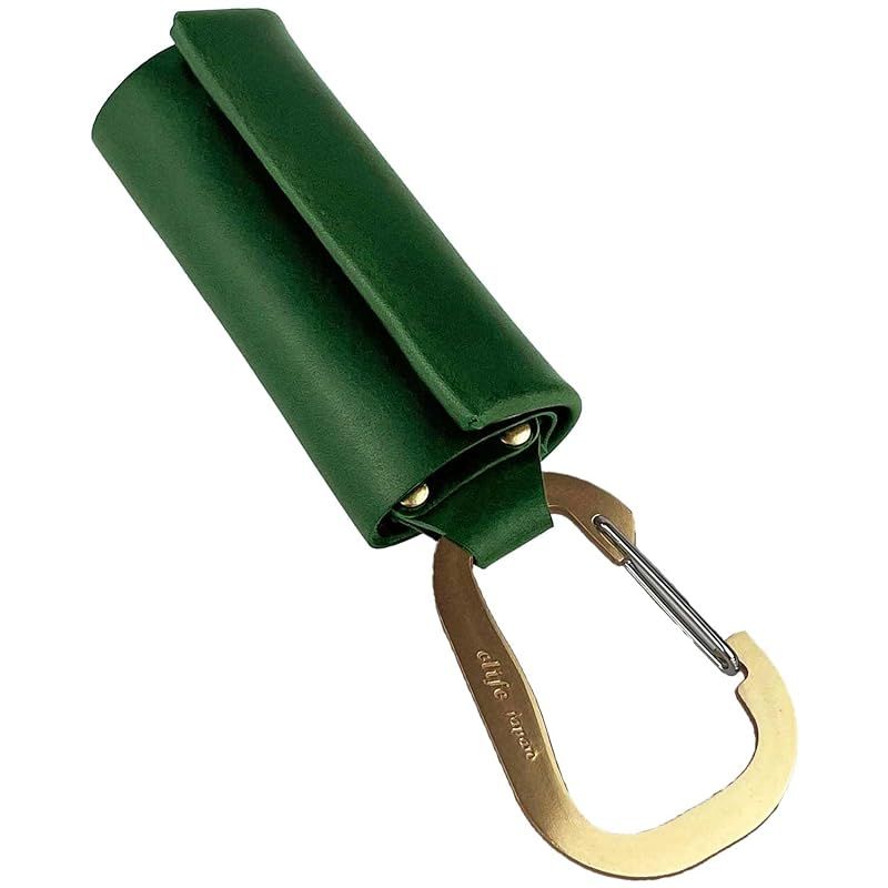 クリフ 財布 ウォレット メンズ ミニ財布 小さい財布 コンパクト 本革 真鍮 カラビナ-グリーン 0