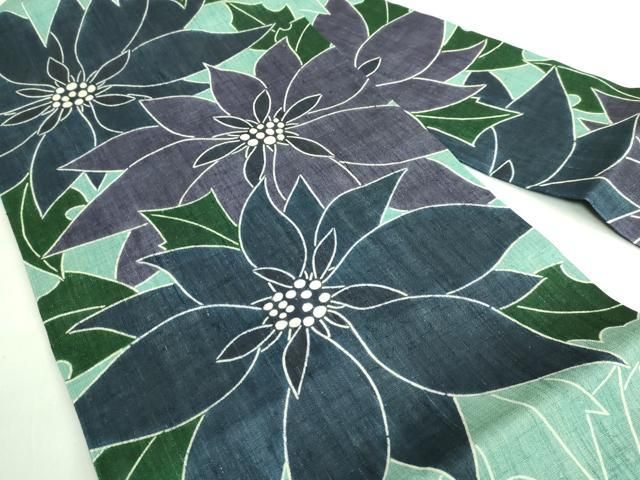 平和屋着物■極上　夏物　和染紅型　栗山紅型　栗山吉三郎　九寸名古屋帯　舞花文　麻　逸品　DZAA7960kh5 平和屋着物□極上 夏物 和染紅型 栗山紅型 栗山吉三郎 九寸名古屋帯