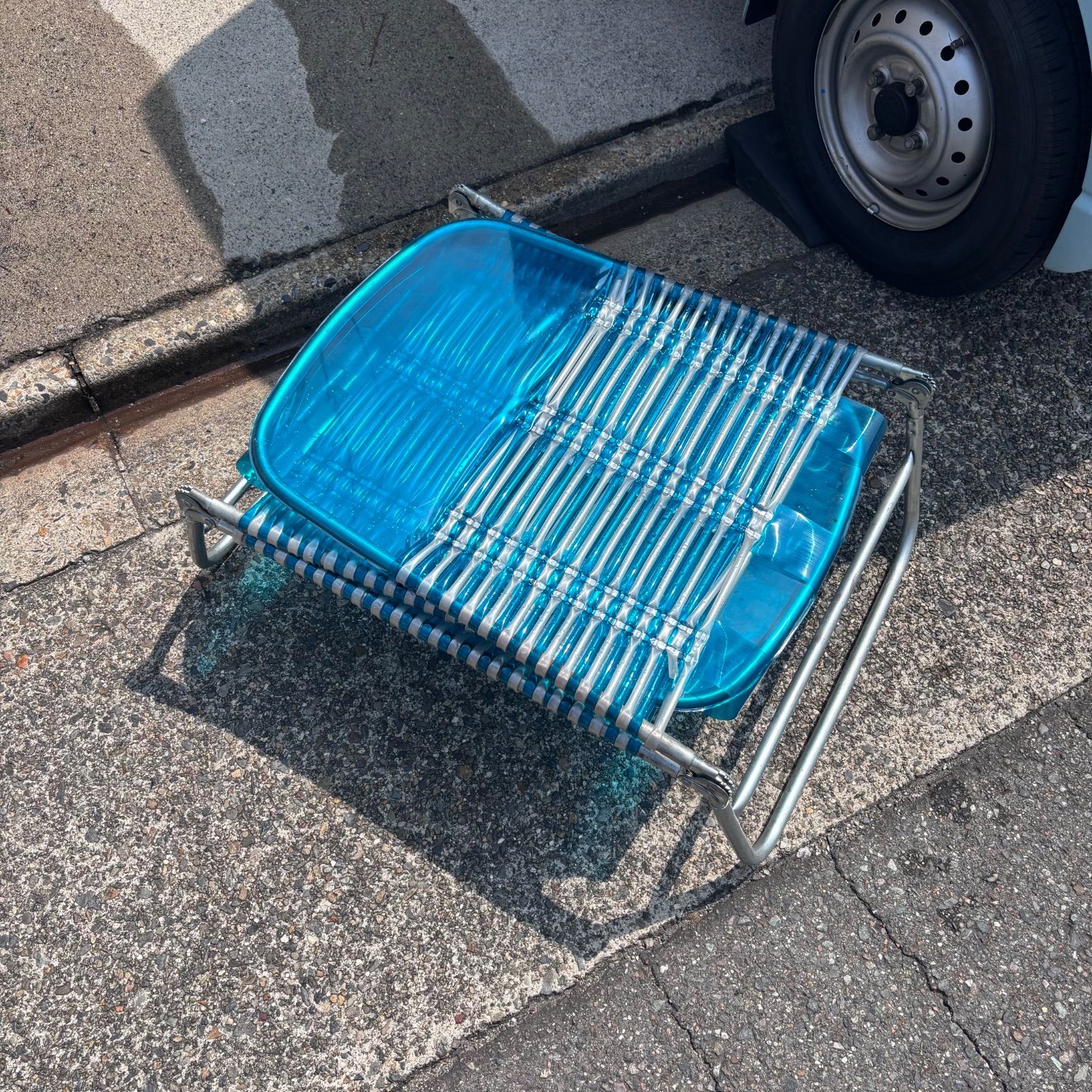 昭和レトロ　サマーベッド　ビーチベッド　ボンボンベッド　折り畳みベッド　未使用 昭和レトロ サマーベッド ビーチベッド ボンボンベッド 折り畳み