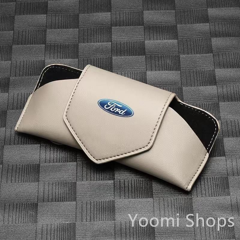 【新品未使用】フォード FORD ベージュ サングラス収納 レザー メガネケースボックス 磁気開閉 サングラスクリップ ケース