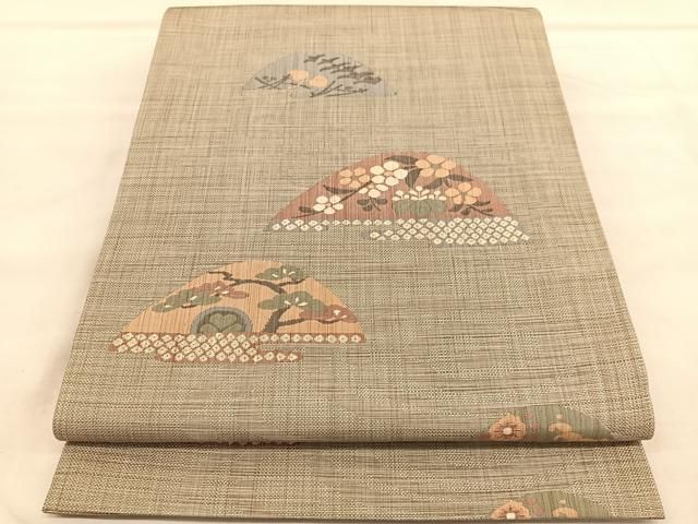 平和屋着物◎六通柄袋帯 千鳥遠山花文 正絹 逸品 BAAU8280hv