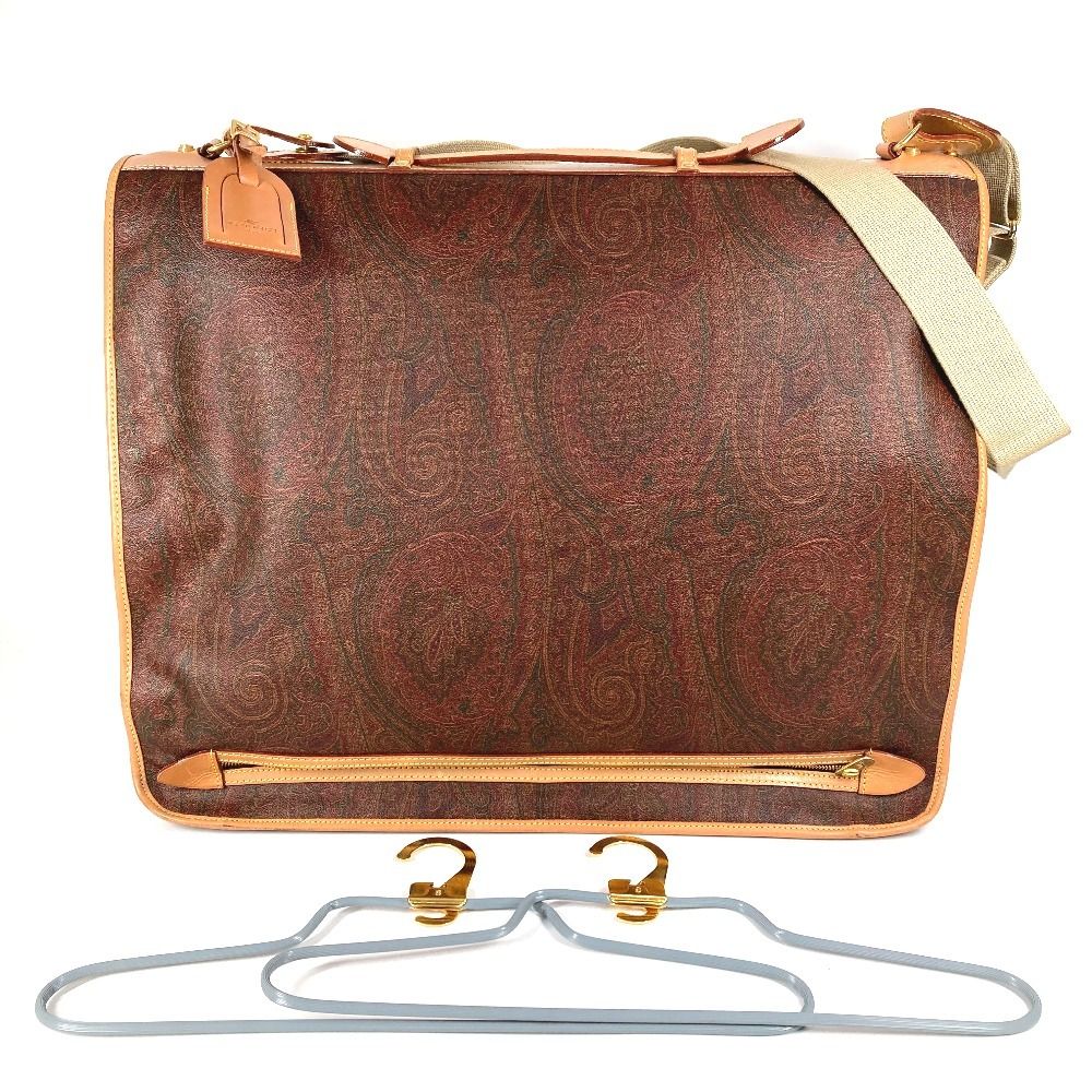 ETRO エトロ ボストンバッグ ペイズリー柄 ガーメントバッグ PVC|レザー ワインレッド系