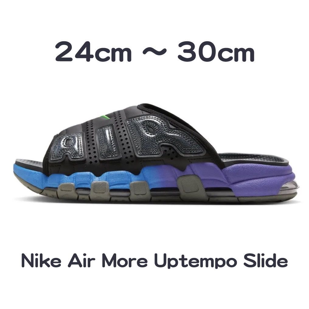 nk-3610.NIKEナイキAIR MORE UPTEMPO SLIDE未使用 新品未使用品 Nike Air More Uptempo Slide BLACK/GREEN STRIKE