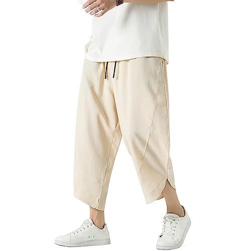 9：カーキ_XL [FLYSHION] ズボン メンズ サルエルパンツ 涼しい 夏服