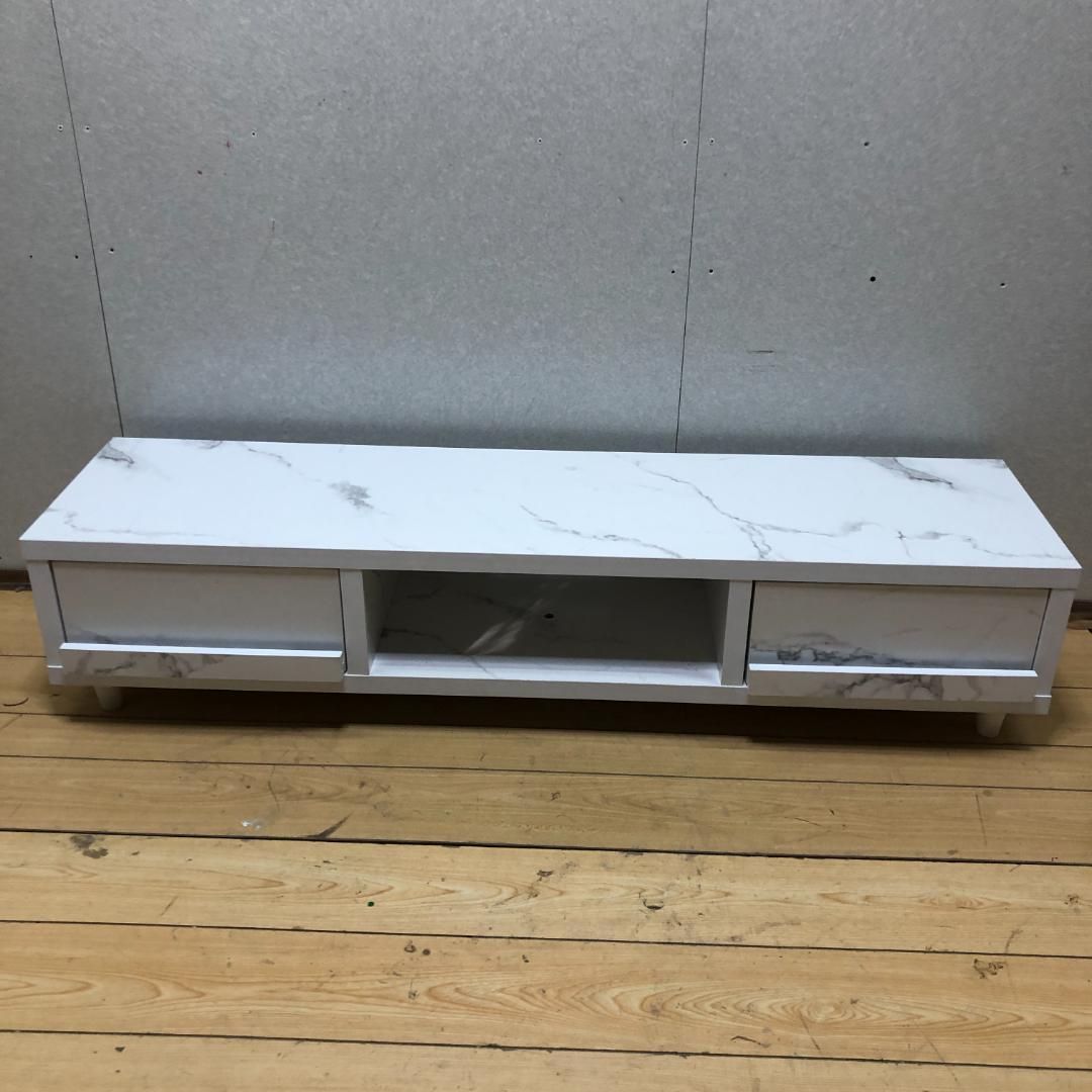大理石調 テレビボード ローボード 幅140cm ホワイト 引き出し