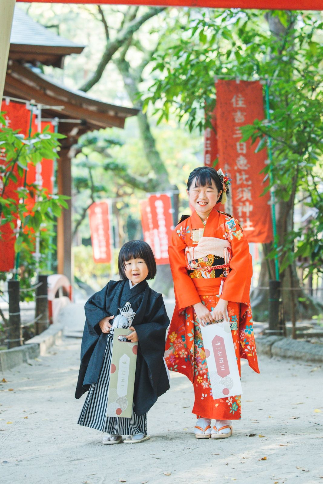 セット割引【千歳飴袋・2枚セット】オリジナル千歳飴袋 両面色違い