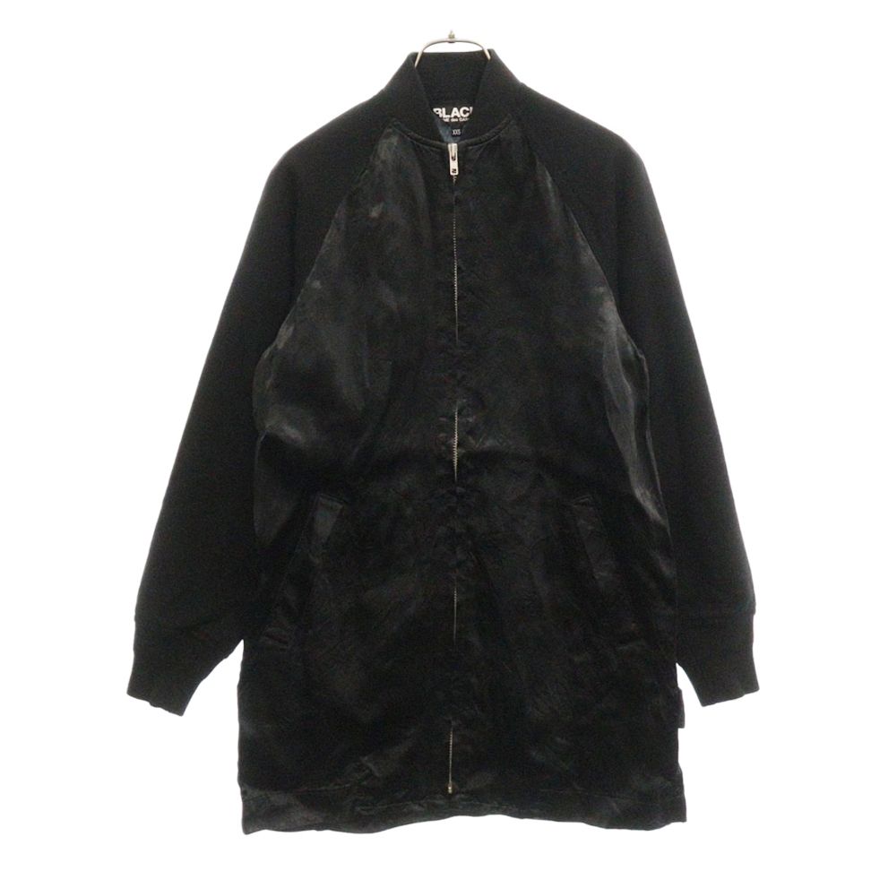 BLACK COMME des GARCONS (ブラックコムデギャルソン) キュプラ ウール切り替え ジップアップ ロングジャケット ブラック 1M-J020