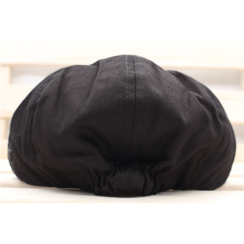 キャスケット帽子 カジュアル サイドアルファベット刺繍デザイン 綿 キャップ 帽子 56cm~58cm BK KJ4-1