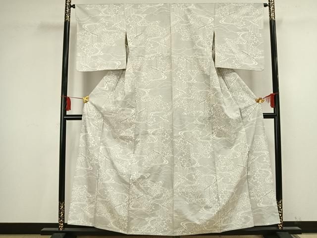 平和屋着物○本場大島紬 白大島 9マルキ 草花文 正絹 逸品 CAAX5900gh 平和