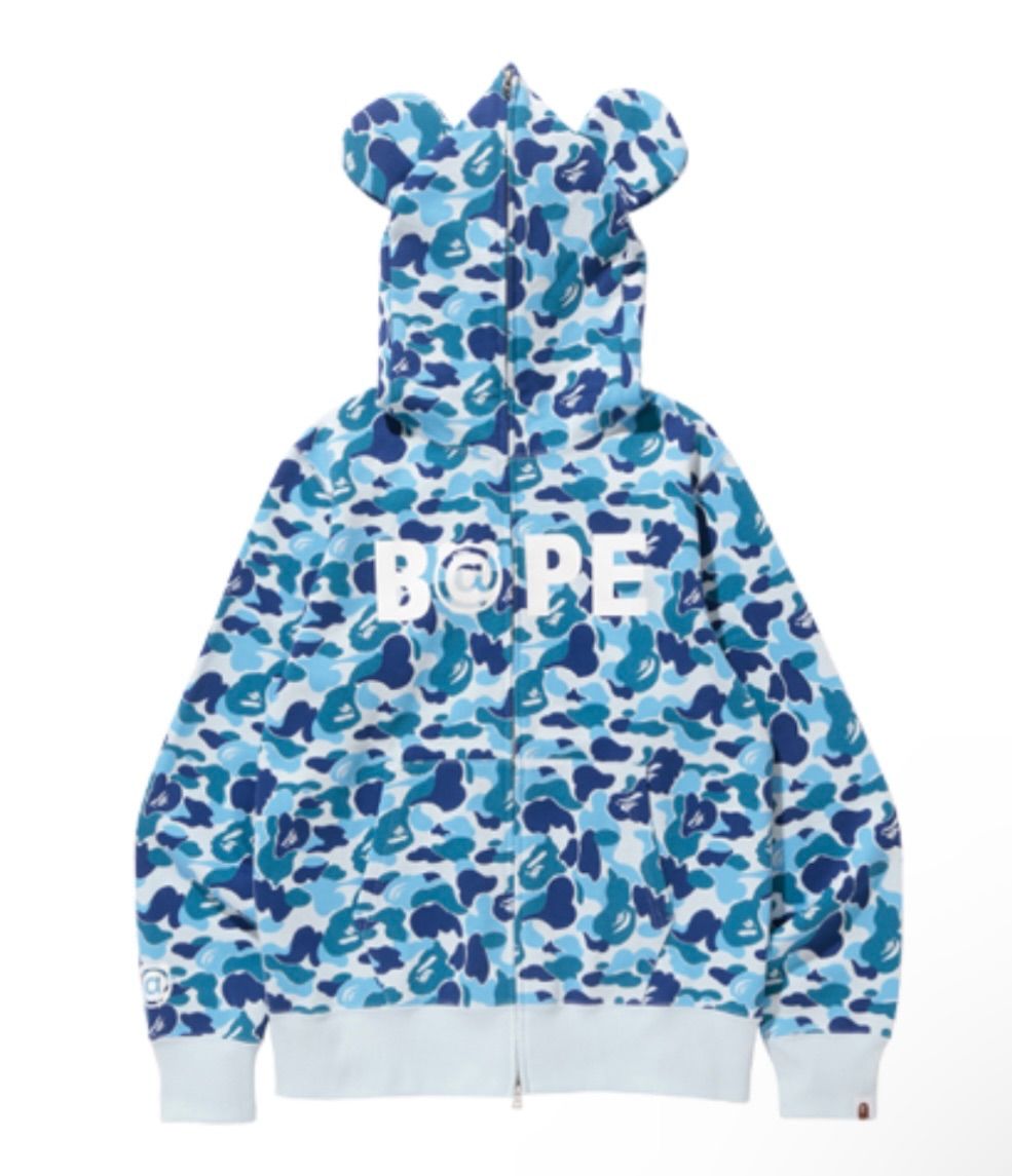 【M〜3XL】 A BATHING APE BAPE  エイプ ベイプ ABC CAMO SHARK FULL ZIP HOODIE シャーク フルジップ パーカー ベイビーマイロ トレーナー スウェット   迷彩 青 ブルー ベアブリック beabrick