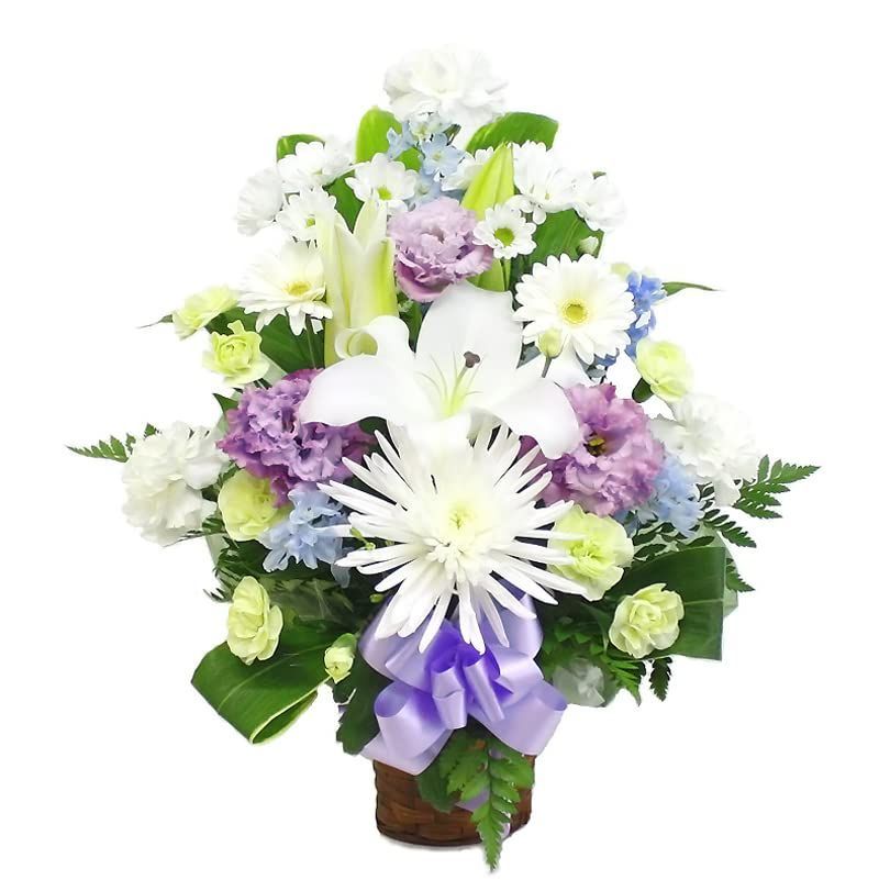 数量 御供 法要 弔事 命日 お花 生花 四十九日 アレンジメント 弔花 花 トール お供え 白＆紫系 クール便 フラワーファーム
