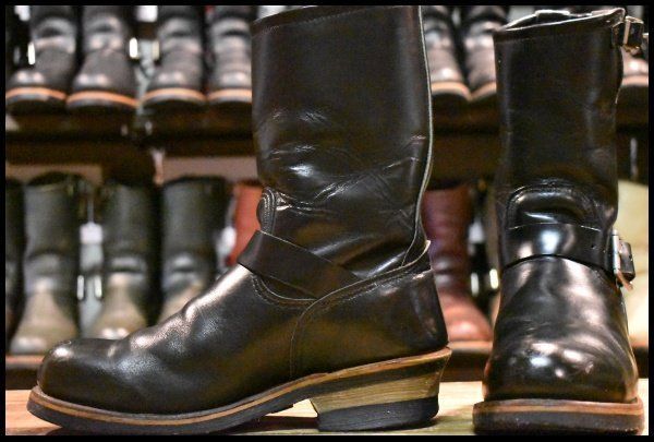 【7D 良品 PT99プリント 旧シルエット 03年】レッドウィング 2268 エンジニア 黒 ブラック スチールトゥ ブーツ redwing HOPESMORE【FA221】