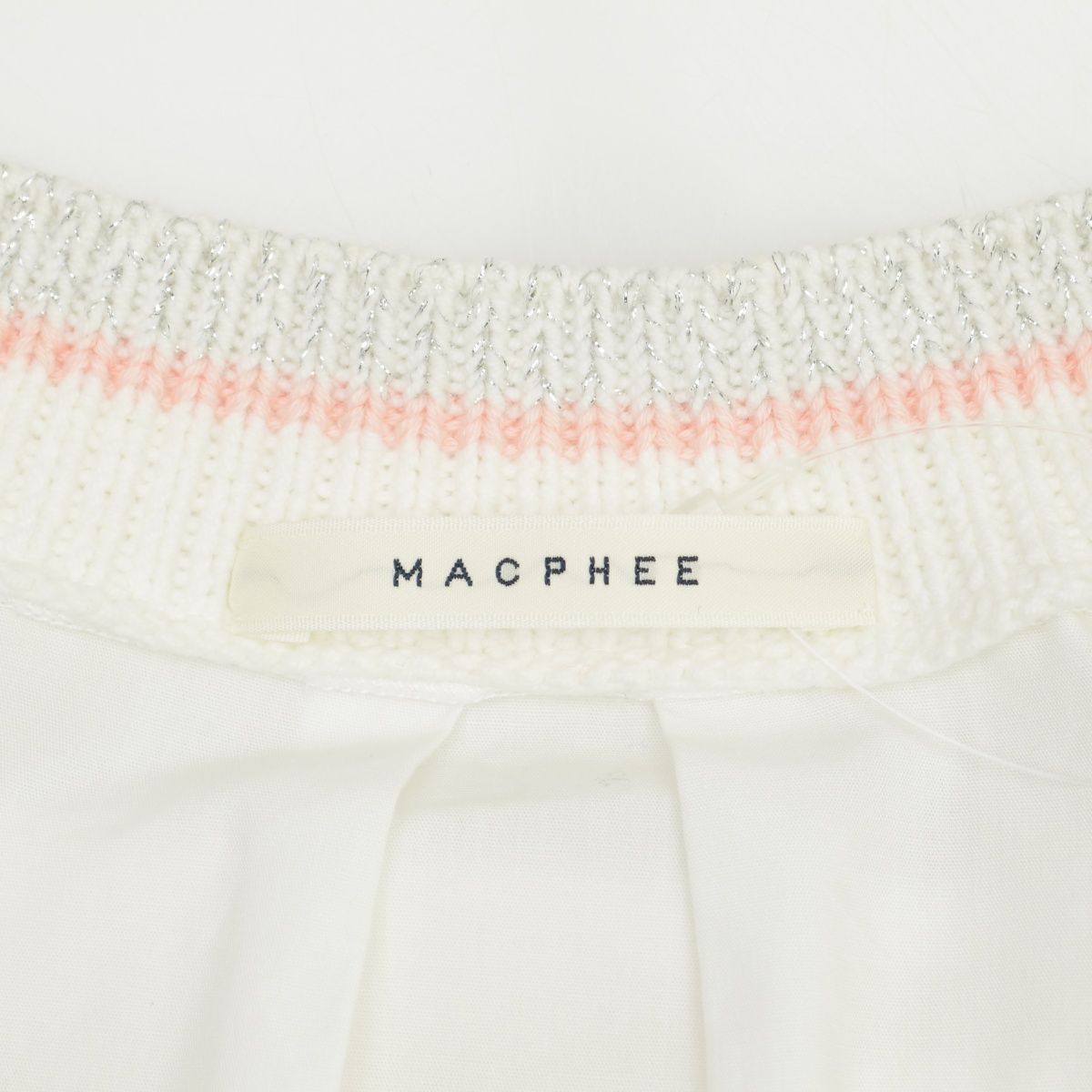 MACPHEE / マカフィー 12029102701 コットンニットコンビVネック 長袖カーディガン MACPHEE】12029102701 コットンニットコンビVネック長袖
