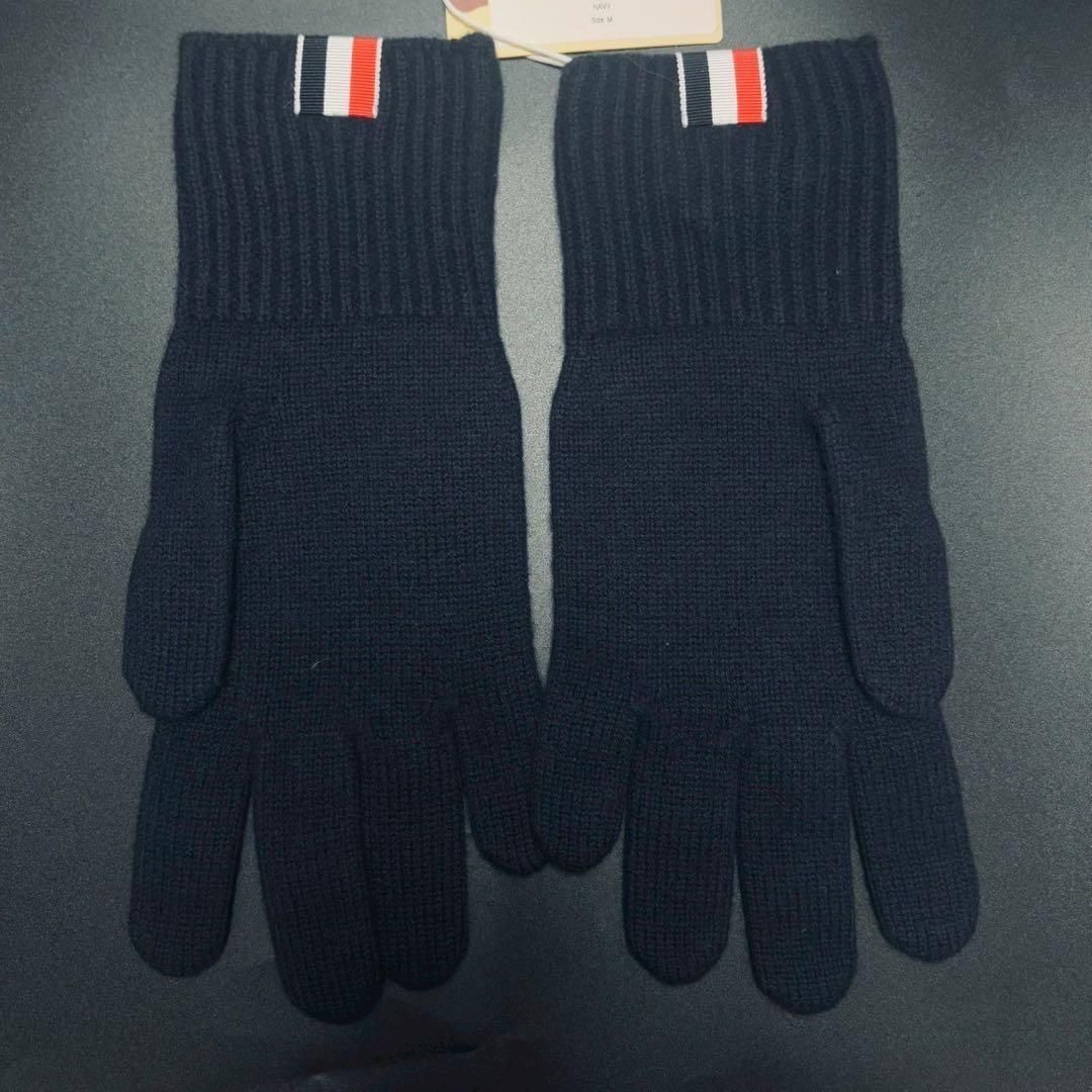 級 トムブラウン THOM BROWNE トリコロール グローブ 手袋 ウール 紺 ネイビー MKG011B-Y1018 415
