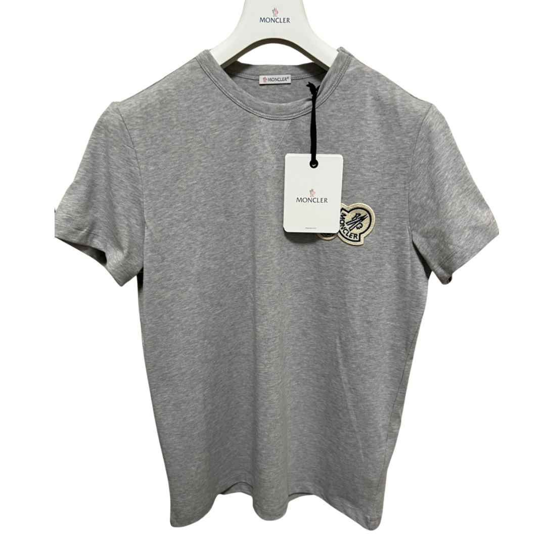 【美品】最終値下げ！MONCLER ロゴワッペンTシャツ グレー М 2023年モデル】モンクレール Tシャツ ラバーワッペン センター