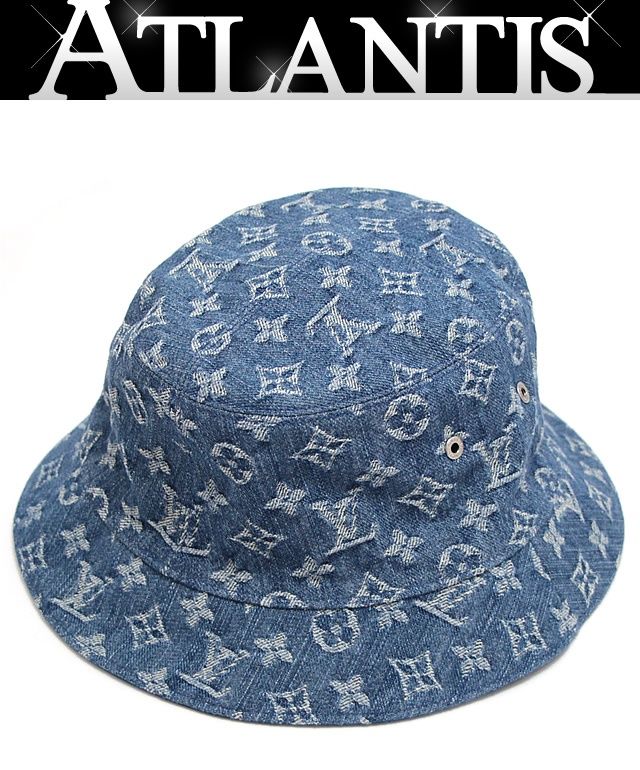 ルイヴィトン Louis Vuitton バケットハット エッセンシャル リバーシブル モノグラムデニム ブルー 【65330】