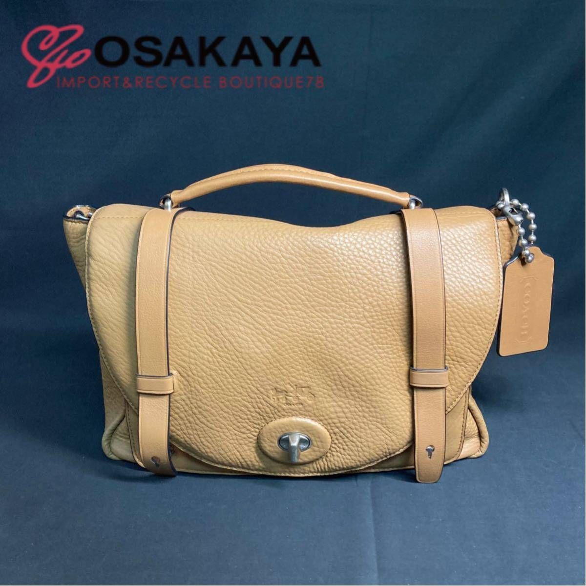 COACH コーチ 2way ショルダーバッグ ターンロック ダークブラウン オールドコーチ ☆ USA製 レザー ターンロック 2WAY ミニ
