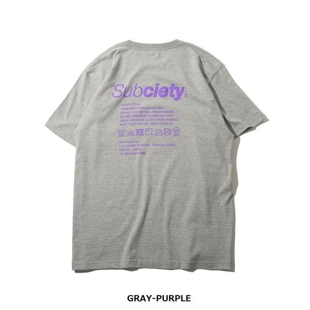 [ Subciety ] LABEL TEE サブサエティ Tシャツ 105-40478 / GRAY-PURPLE / XL