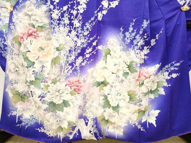 豪華振袖枝垂れ桜暈し染め銀彩正絹逸品着丈166cm(肩から)