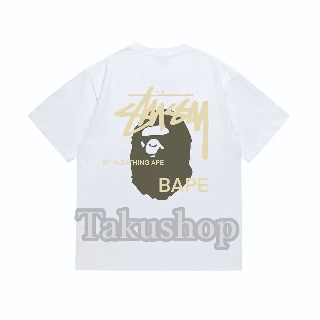 BAPE×STUSSY SHARK TEE ロゴ Tシャツ ブラック ホワイト