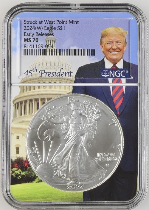 銀貨 アメリカン シルバーイーグル 版 NGC MS70 Early Releases トランプ第45代大統領 特別スラブデザイン 1500枚