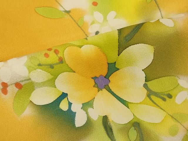 平和屋着物○上質な小紋 色紙草花文 イチョウ 金彩 正絹 逸品 未使用