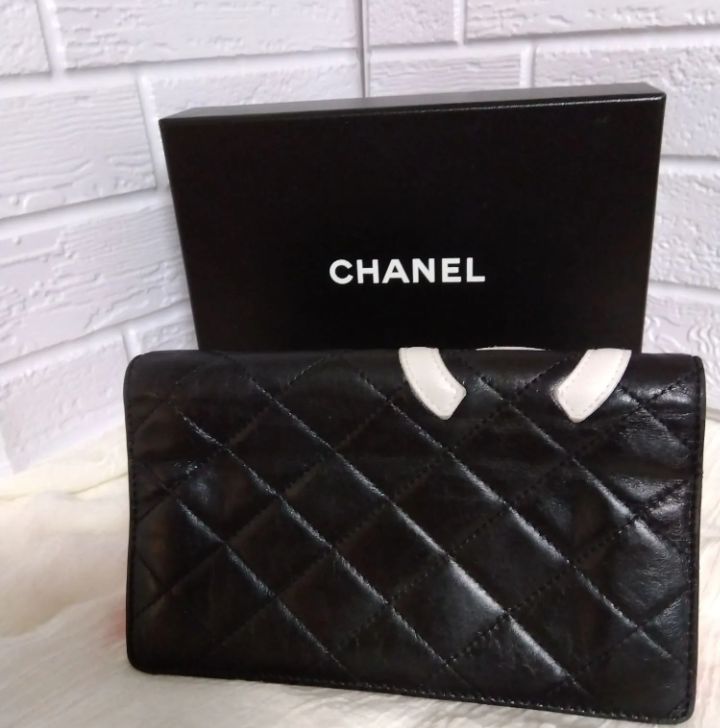 ?正規品【CHANEL】シャネル カンボンライン ラムスキン 二つ折り長 