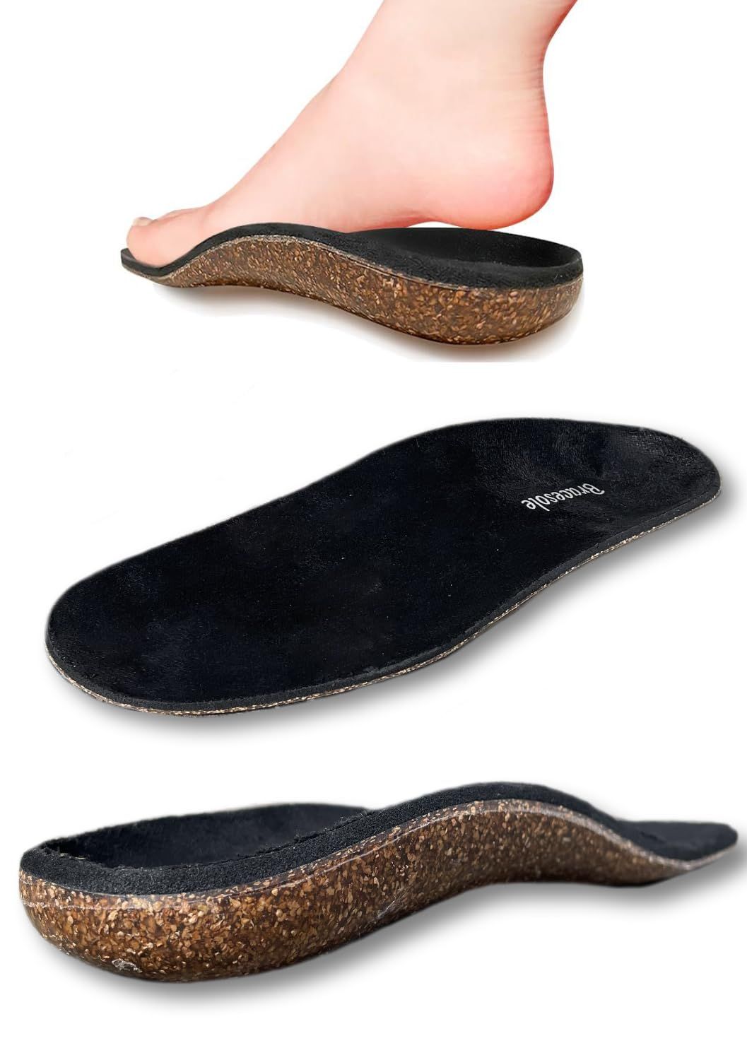 【人気商品】サイズ調整 立ち仕事 ブレースソール 低反発 衝撃吸収 中敷き (26cm 土踏まず コルク アーチサポー卜 ～26.5cm) オールコルク 【足に馴染んで支えるインソール】ノーマルアーチ×スエード