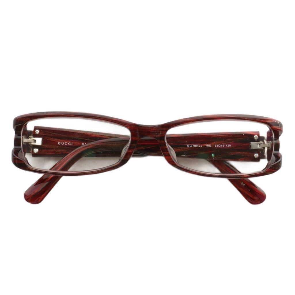 グッチ GUCCI 眼鏡 メガネ 度入り セルフレーム スクエア ロゴ 53□15-129 赤 レッド GG-9047J |XZ OH GY18