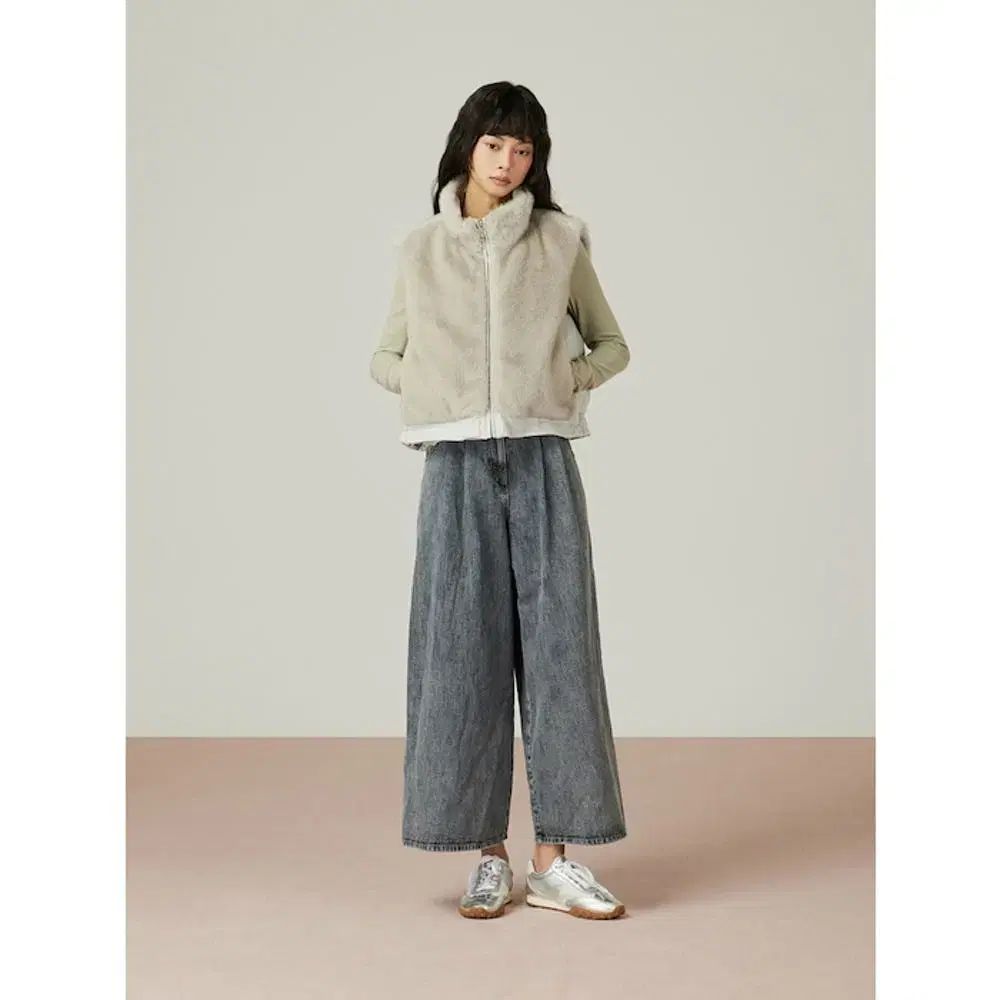 DEWL ハイネック ファー ベスト D254PSG331