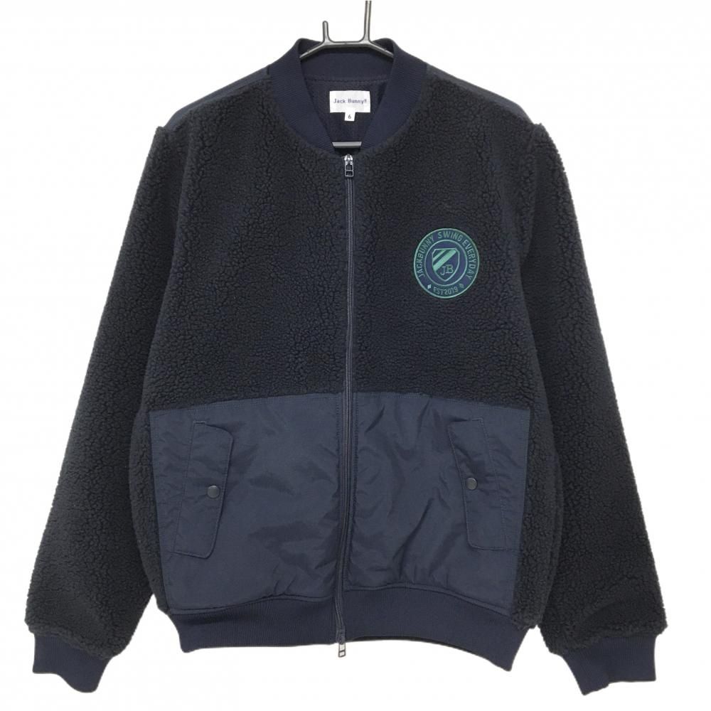 ジャックバニー 切替中綿ジャケット ネイビー 一部ボア 袖ボアへたり少 メンズ 6 XL ゴルフウェア Jack Bunny